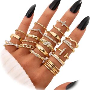Gold Knuckle Rings Set for Women
