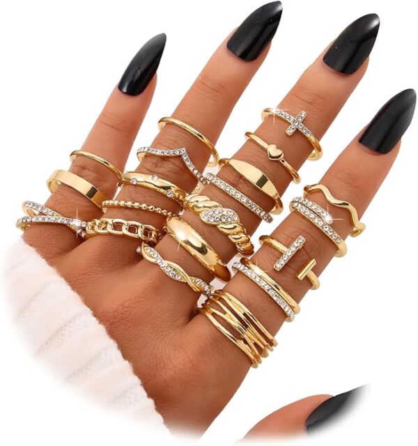 Gold Knuckle Rings Set for Women