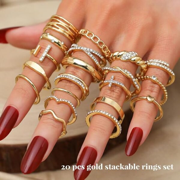 Gold Knuckle Rings Set for Women - Image 2